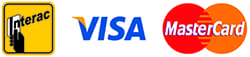 We accept Visa, Mastercard and Interac